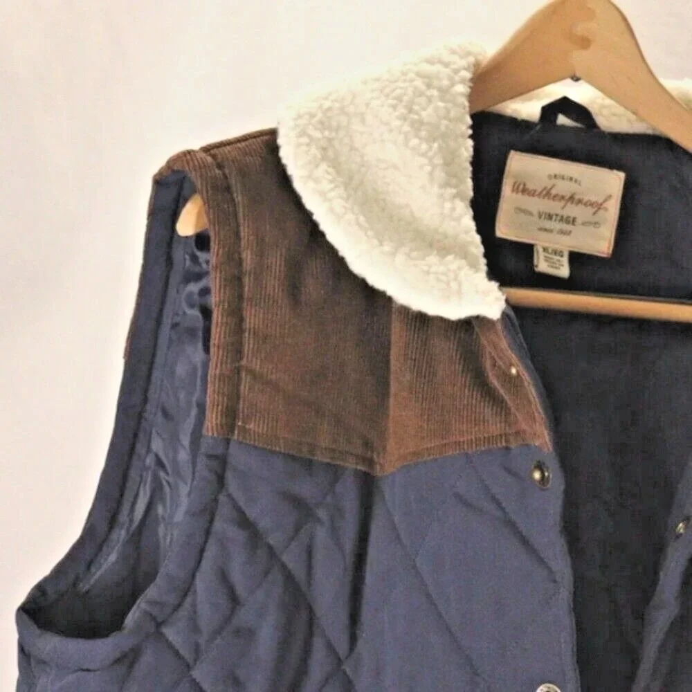 Original weatherproof vintage vest corduroy quilted men's size‎ xl blue brown